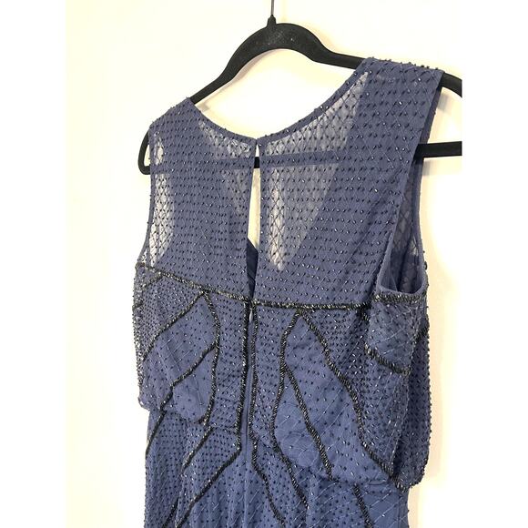 Aidan Mattox V-Neck Sleeveless Blouson Beaded Gown Navy Blue sz. 8 - Picture 4 of 9